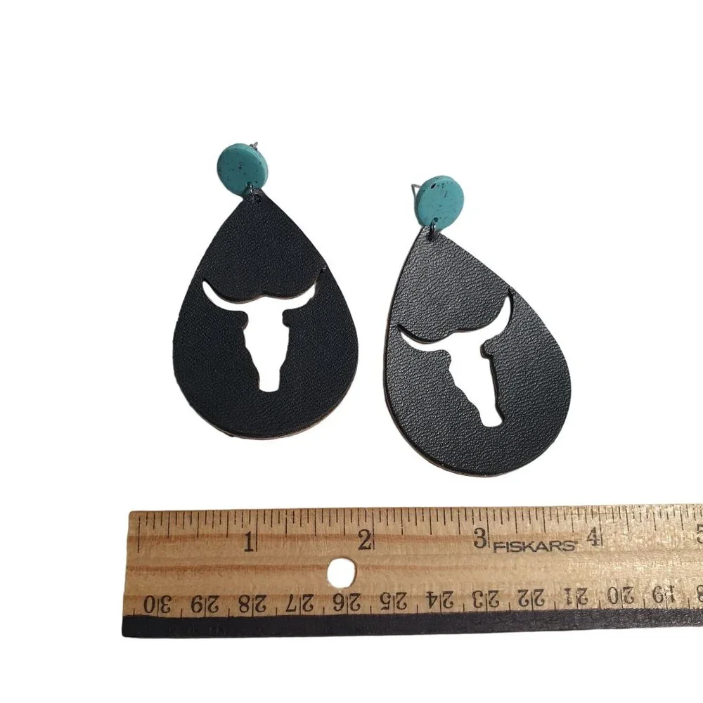 Texas Longhorn Cut Out Vintage Earrings Womens Jewelry Costume Cowgirl Country - Picture 2 of 3